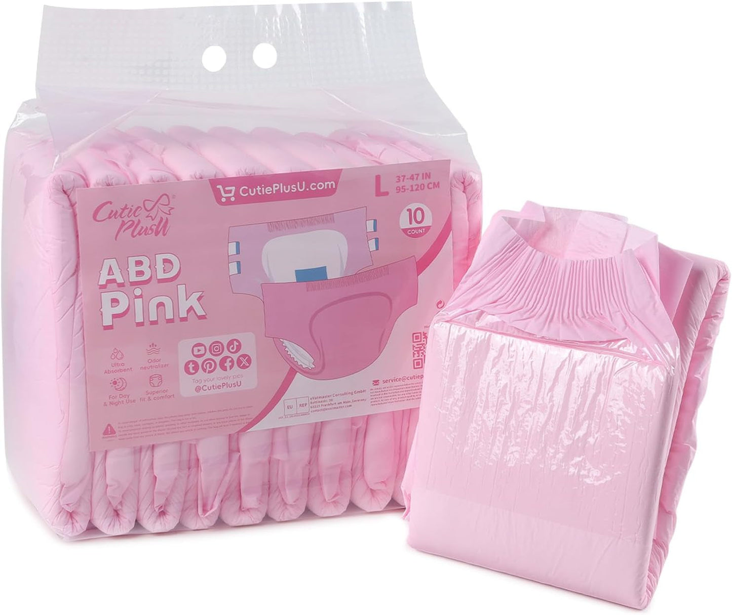 CutiePlusU Erwachsenenwindeln, 10er-Pack Einweg-Inkontinenzhöschen mit Schlaufen für Damen und Herren, maximale Saugfähigkeit über Nacht – Weiß (mittlere Größe 71–96 cm)