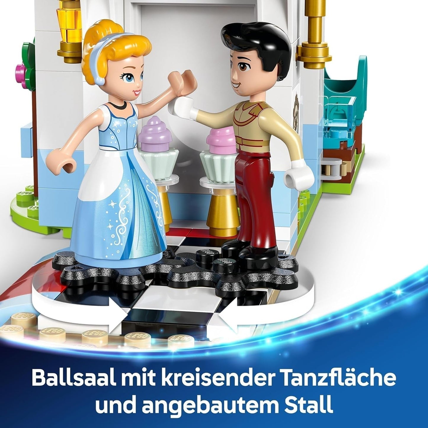 LEGO® Disney Prinzessinnen-Schloss Aschenputtel und Pferdekutsche, Set für Mädchen ab 6 Jahren, fantastisches Spielzeug mit Mini-Puppen Prinzessin Aschenputtel und Prinz Charming, Geschenkidee für Disney-Fans 43275 Bausets Beuche den LEGO-Store