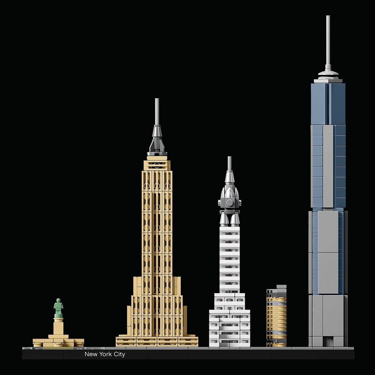 LEGO Architecture New York City-Set, Skyline-Modellbausatz mit World Trade Center und Freiheitsstatue, Kunsthandwerk für Erwachsene, Heim- und Bürodekoration, Geschenke für Frauen und Männer 21028 Bausets Besuchen Sie den LEGO-Store