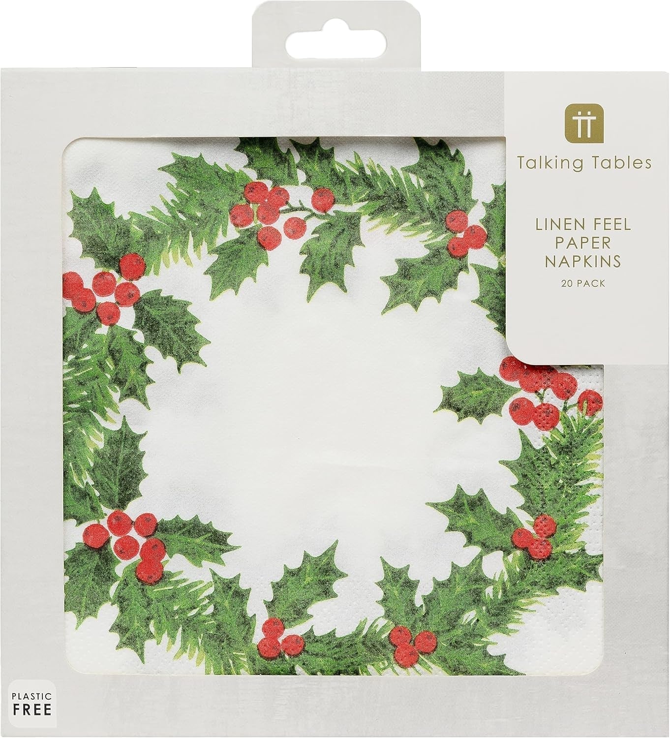 Talking Tables 20 XL-Weihnachtspapierservietten mit Stechpalmen-Design | Luxuriöse Einwegtücher | Wiederverwendbar | Ideal für Weihnachts- und Dinnerpartys | Hohe Qualität | 40cm x 40cm