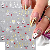 Cartoon-Schneeflocken-Nagelaufkleber, Weihnachts-Nagelaufkleber, selbstklebend, Weihnachts-Nageldesigns, Nagelkunst, Hirsch, Schneeflocken, Weihnachts-Nagelaufkleber, Winter-Nagelzubehör