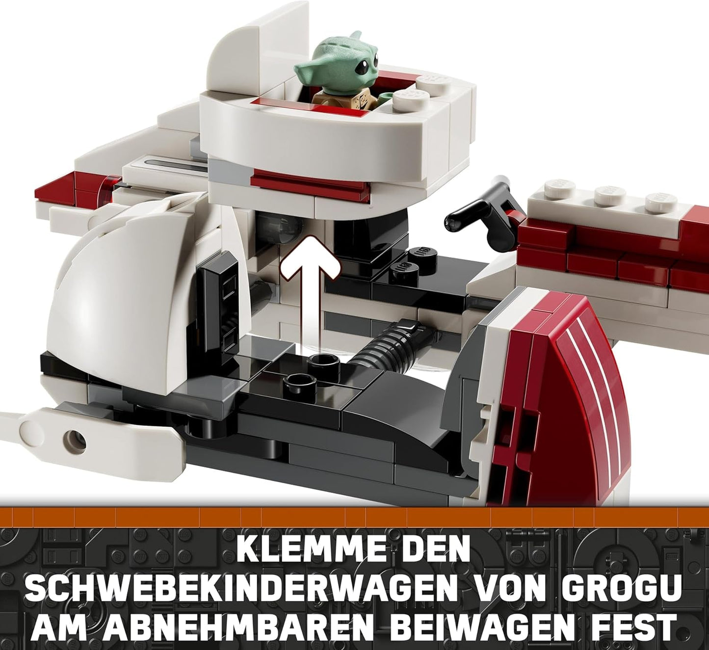 LEGO Star Wars Flucht mit dem BARC Speeder, das Mandalorianer-Set, Spielzeugfahrrad mit Beiwagen, enthält die Figuren Kelleran Beq und Grogu, Geschenk für Jungen und Mädchen ab 8 Jahren 75378 Bausets Beuche den LEGO-Store