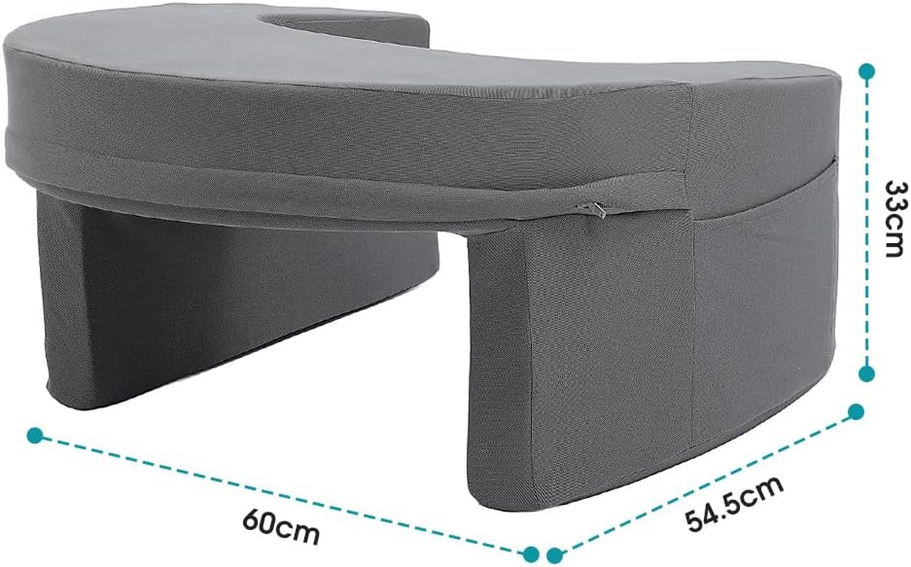 Lesekissen für Bett und Sofa, Gaming-Schoßkissen, Laptop-Schoßkissen, Gaming-Kissen mit Armlehnen und Seitentasche, für Erwachsene zum Spielen, Lesen, Fernsehen, Gaming auf der Couch