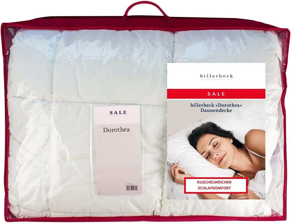 Billerbeck Daunendecke – Dorothea 90 – Ganzjahresdecke – 135 x 200 cm Bettdecke aus echten Daunen – mittlerer Wärmegrad, weiße Bettdecken und Steppdecken von Naty Shop