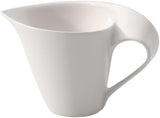 Villeroy & Boch NewWave Milchkännchen, Milchkarton mit gebogenem Griff, Premium-Porzellan, spülmaschinen- und mikrowellengeeignet, weiß, 200 ml