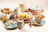 MÄSER 931490 Bel Tempo II Frühstücksset für 6 Personen im Vintage-Look, handbemalte Keramik, 18-teiliges Tafelservice, grün, Steingut