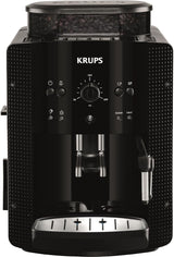 KRUPS Arabica Picto automatische Espressomaschine, kompaktes Design, einfache Bedienung, intuitiv einstellbarer Drehregler, Milchaufschäumer, 2-Tassen-Funktion, Espressomaschine, schwarz, EA810870