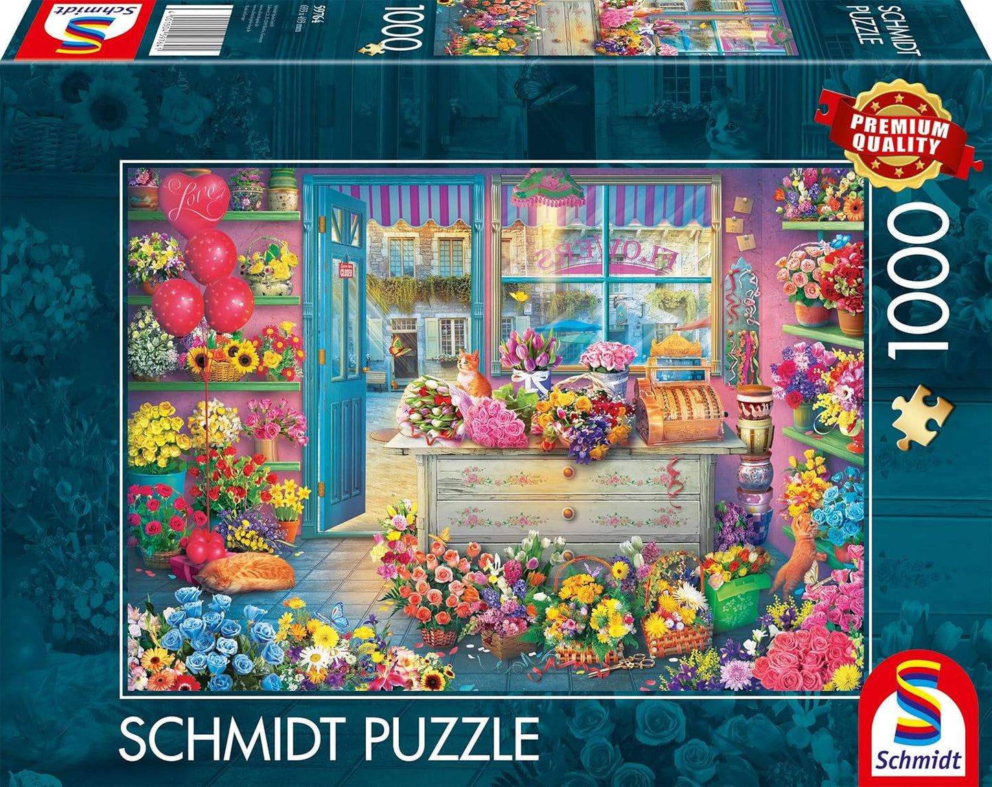 Schmidt Spiele 59764 Buntes Blumengeschäft 1000 Teile Puzzle Naty Shop Standardtitel