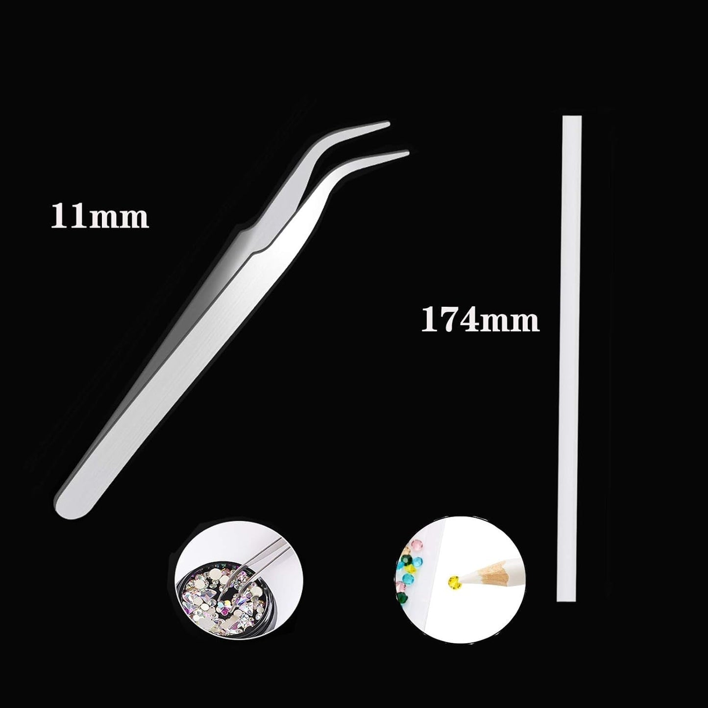 10 Boxen Nagel-Strasssteine-Set, multifunktionales Zubehör mit 1 Pinzette, dekorative Diamanten, Kristalle, Perlen, Edelsteine, bunt, gemischt, Pferdeaugen, metallische Steine, für DIY-Nagelkunst-Dekorationen