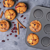 Relaxdays Muffinform, 2Er Set, 12Er Muffinbleche, Antihaftbeschichte, Carbonstahl, Muffins & Cupcakes, Ø 6,5 cm, Weizen, 10030825 Formen und Bleche zum Backen Naty Shop