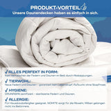 Allnights Schmusetuch, mittelgroß, 135 x 200 cm, 100 % neue Federn und Daunen, allergikerfreundlich, waschbar bis 60 °C, hergestellt in Deutschland, weiße Steppdecken und Steppdecken von Naty Shop
