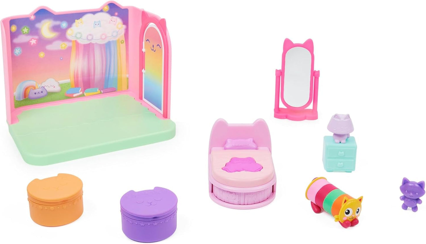 Gabby's Dollhouse Deluxe-Zimmer, Katzenzimmer, Möbel und 2 Überraschungsboxen mit thematischem Zubehör, geeignet für Kinder ab 3 Jahren