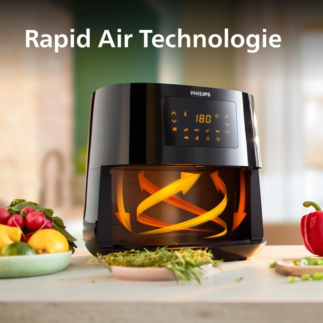 Philips 3000Er Airfryer XL – Rapid Air-Technologie, Frittieren mit bis zu 90 % weniger Fett, Fassungsvermögen 1,2 kg, 6,2 Liter, Touchscreen-Geräte Naty Shop