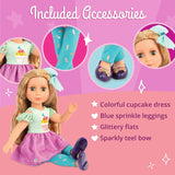 Glitter Girls - Sashka - 36 cm Bewegliche Modepuppe - Blonde Haare und grüne Augen - Cupcake-Kleid mit Haarschleife - Glitzerschuhe & Gepunktete-Leggings - 3 Jahre +