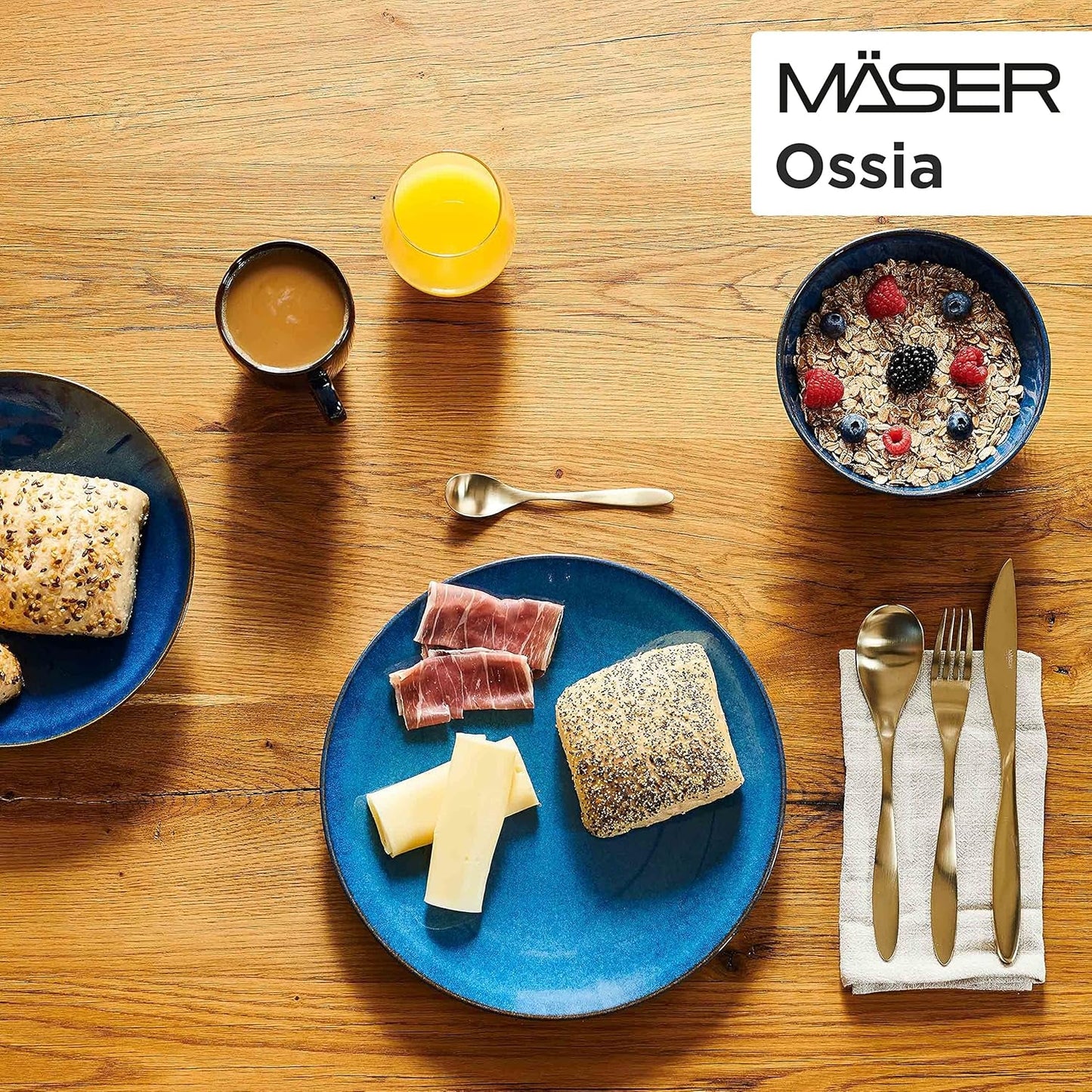 MÄSER Frühstücksset, OSSIA Keramik, Königsblau, Blau