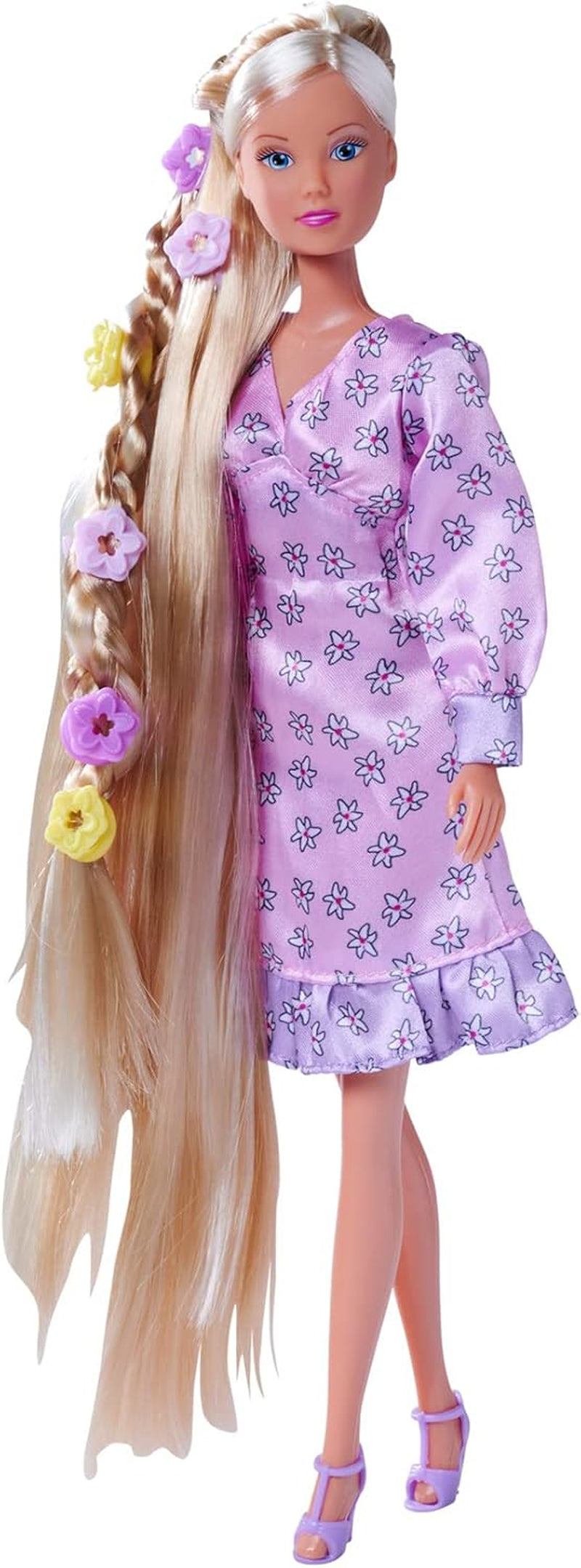Simba 105733640 - Steffi Love Flower Hair, Puppe mit extra langen Haaren, inklusive 6 Clips, Zopfzubehör und Kamm, 29 cm, ab 3 Jahren