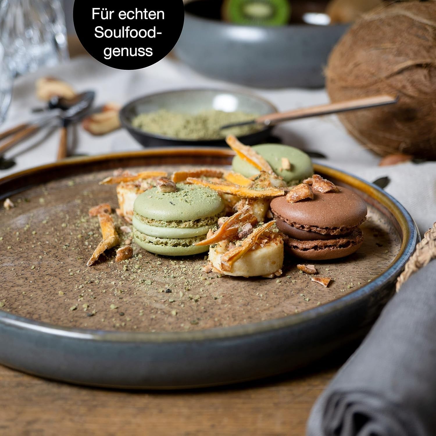 Moritz & Moritz SOLID 18-teiliges Steingut-Geschirrset für 6 Personen – Geschirrset für 6 Personen, bestehend aus 6 Speisetellern, 6 Desserttellern und 6 Speisetellern