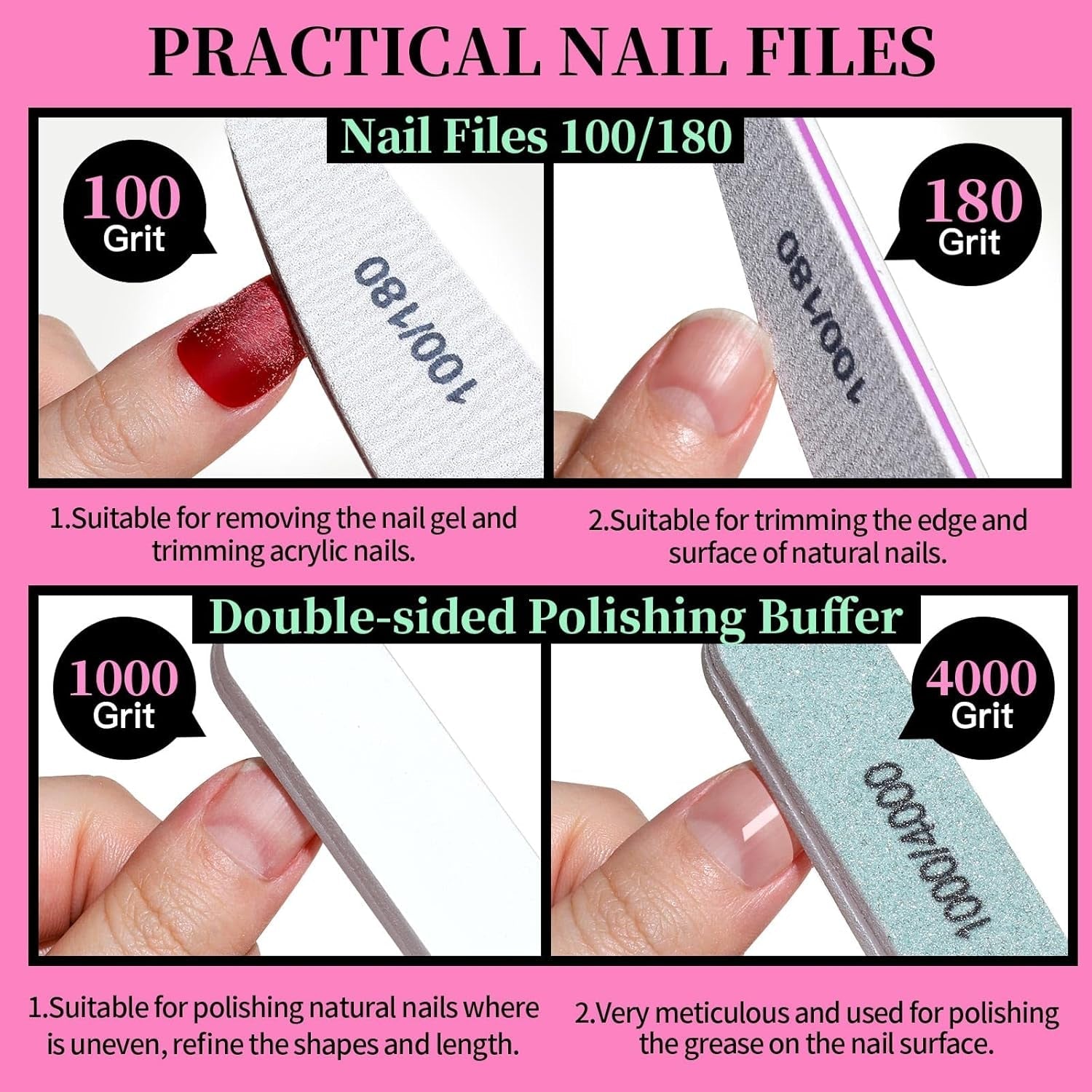 FANDAMEI Maniküre-Set, Buffer Für Nägel, Nagelfeile 100/180, Nagelfeilen Für Gelnägel, Nagelhautschieber, Buffer Für Gelnägel, Feilen Für Gelnägel, Nagelzange, Nagelfeilen Set, Maniküre & Pediküre Set