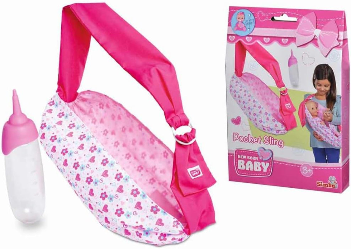 Simba 105560002 Verstellbarer Tragetuch für Neugeborene mit Tasche und Flasche für 38–43 cm große Puppen ab 3 Jahren