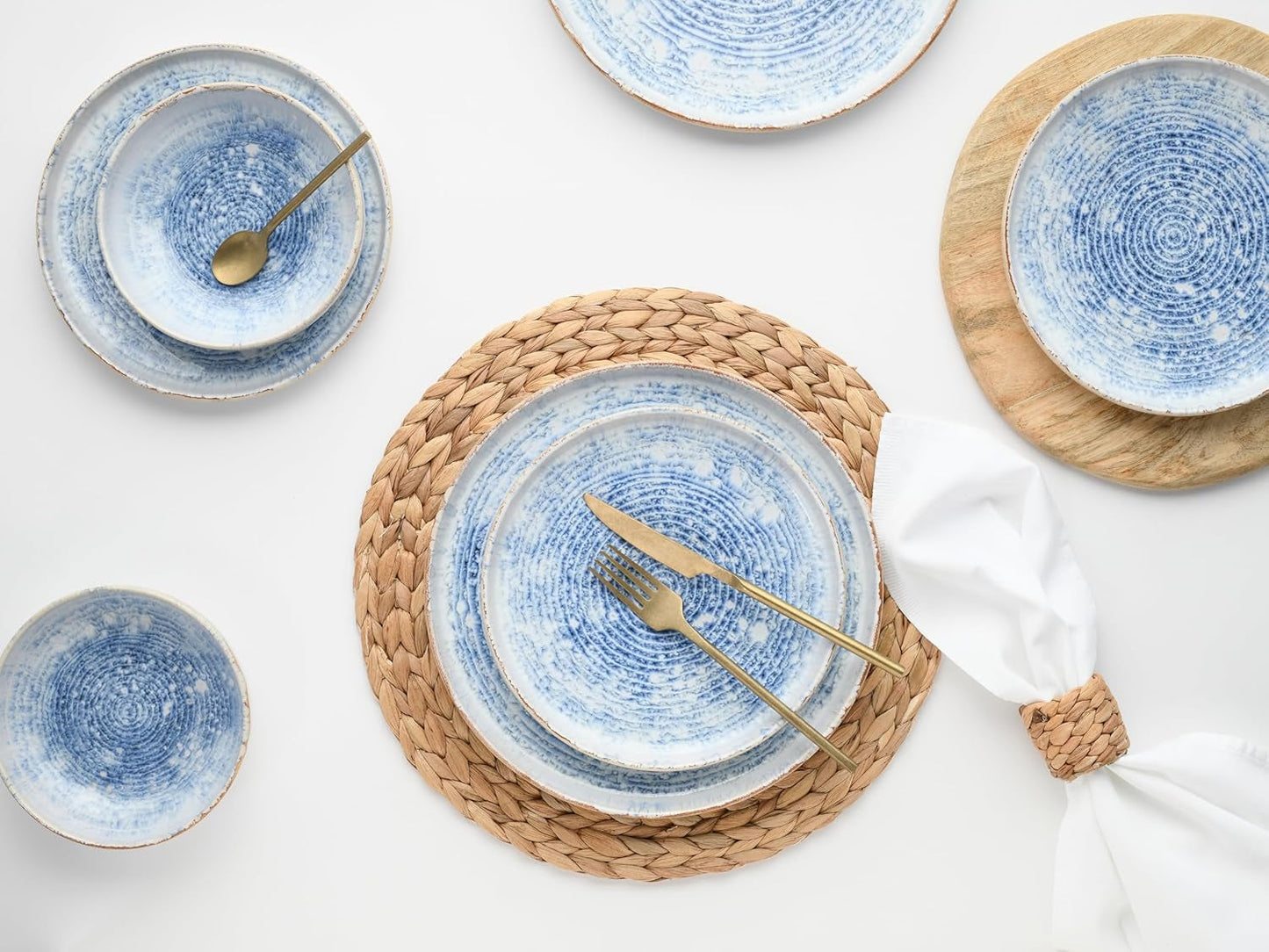 CreaTable, 21652, Uno Mykonos-Serie, 12-teiliges Geschirrset, Porzellanteller-Set, spülmaschinen- und mikrowellengeeignet, hergestellt in Portugal
