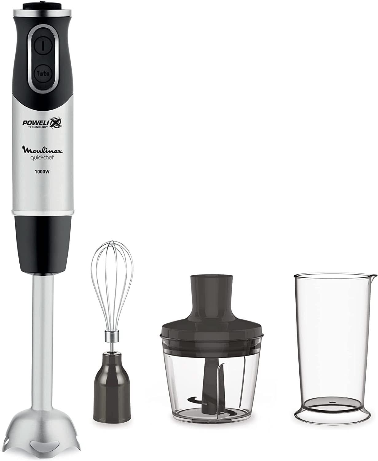 DD6558 DD655810 Quickchef 3-In-1 Tauchmixer, Powelix-Technologie, 3 Zubehörteile, Edelstahl, Stahl/Schwarz Kitchen Naty Shop