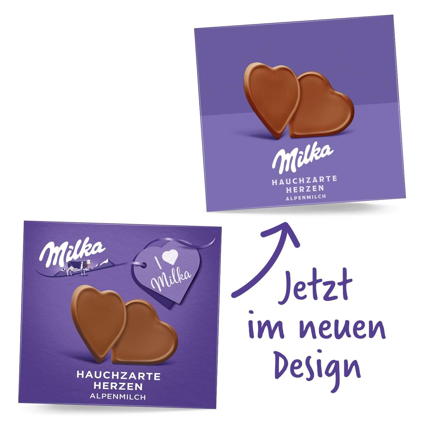 Milka I love Milka Hearts – Ciocolată alpină cu lapte care se topește în gură și alune fine de pădure – 10 x 130g