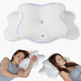 Nackenkissen, orthopädisches Kopfkissen, Memory-Schaum-Kissen, Seitenaufprallkissen – ergonomisches Design, hohle Form für Seiten-, Rücken- und Bauchaufprall, hellgrau, orthopädische Nackenkissen, Naty Shop, Weiß, 65 x 40 x 14 cm