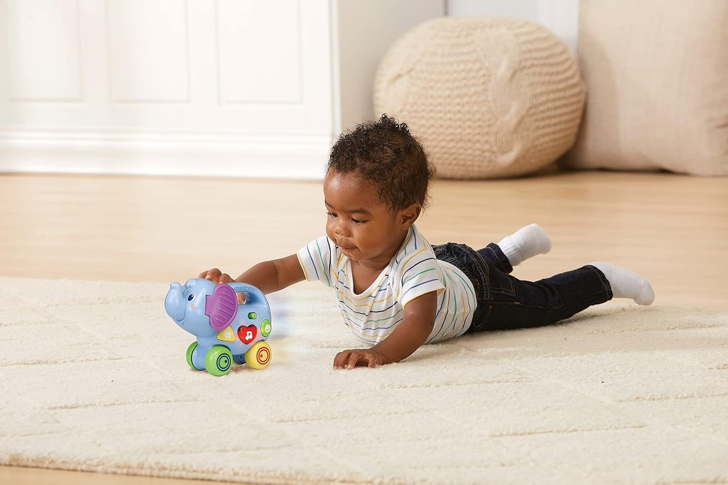 Vtech Baby Little Pushing Elephant – Interaktives Schiebe- und Spielspielzeug – Mit Liedern, Melodien, Sätzen und Geräuschen – Für Kinder im Alter von 6–36 Monaten Babyspielzeug Naty Shop