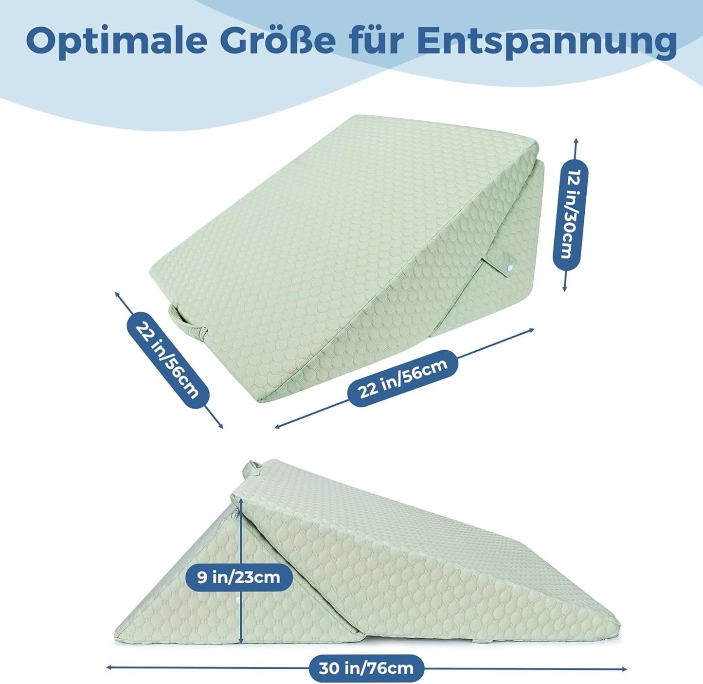 KINDER Verstellbares Keilkissen, hochdichtes Schaumstoff-Lesekissen für Bett und Couch, ergonomisches Bettkeil-Kopfkissen für Schlaf-Reflux-Apnoe, Beinkissen/Rückenkissen zum Spielen und Lesen (grün)