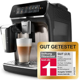 PHILIPS automatische Espressomaschine 3300-Serie – 6 Getränke, moderner Farb-Touchscreen, LatteGo-Milchzubereitungssystem, SilentBrew, 100 % Keramikmahlwerk, AquaClean-Filter. Schwarzchrom (EP3347/90)