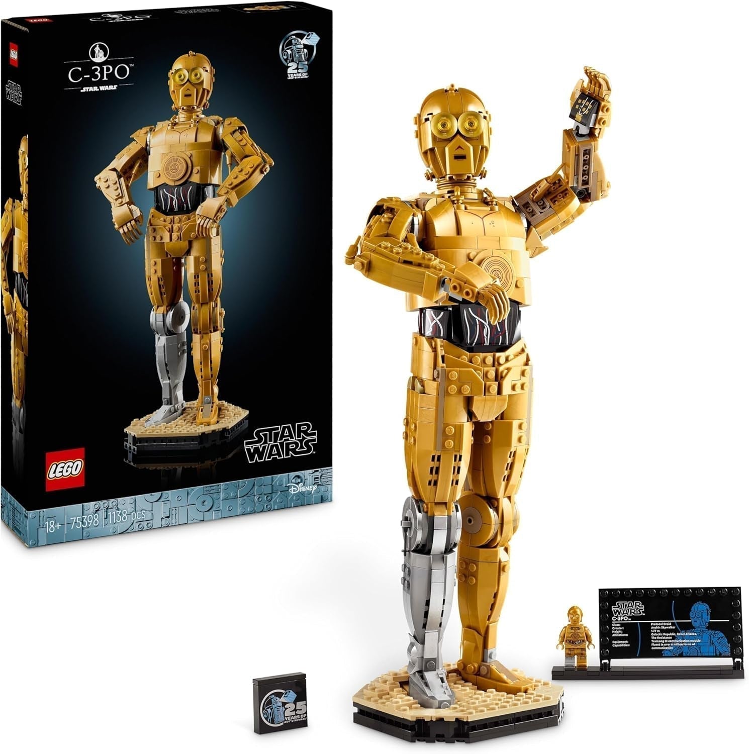 LEGO Star Wars C-3PO B, baubarer Droide, Sammlermodell, Bauen und Ausstellen, nostalgische Geschenkidee für Erwachsene und Fans, Sammlerstück, Fantasy-Spielset 75398 Bausets Besuchen Sie den LEGO-Store Singur