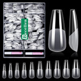 Becellen 500 Stück künstliche Nagelspitzen, weiche Gel-Nagelspitzen, vollständige Abdeckung, Gel-Nagelspitzen, vorpolierte künstliche Nägel, DIY-Nagelkunst-Kleber-Set (Mandeln)