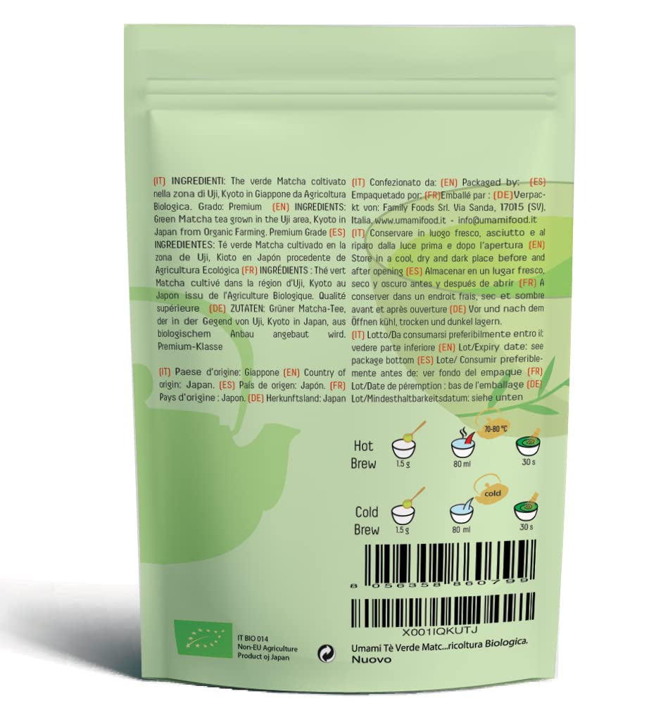 Matcha Umami Bio-Grüntee-Pulver – Premium-Qualität, angebaut in Uji, Kyoto (Japan) Aus biologischem Anbau. 50 g