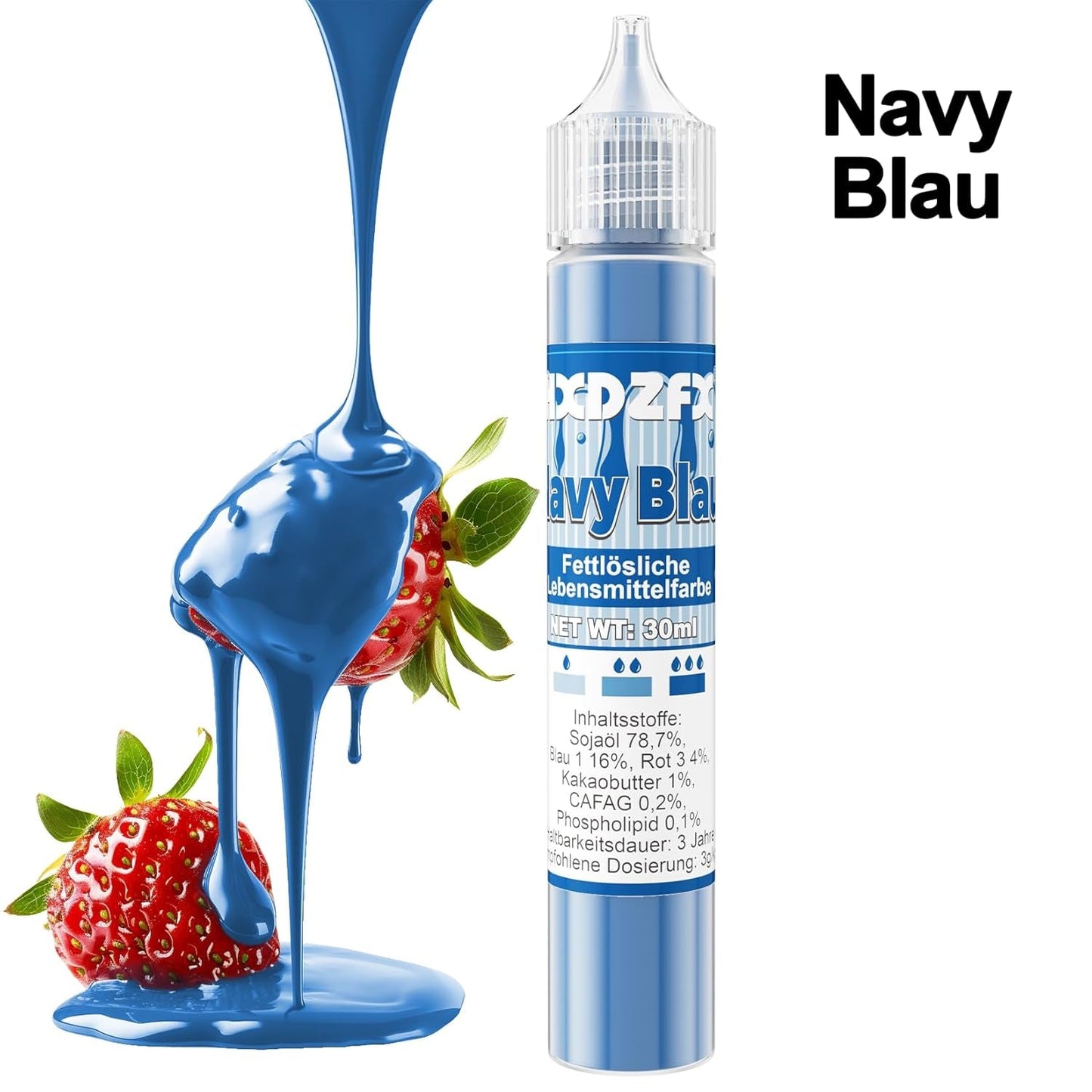 Fettlösliche Lebensmittelfarbe – 30 ml konzentrierte Lebensmittelfarbe auf Ölbasis für Schokolade, Lebensmittelfarben-Set für Kuchendekoration, Fondant, Buttercreme, Backen, Basteln (Marineblau)