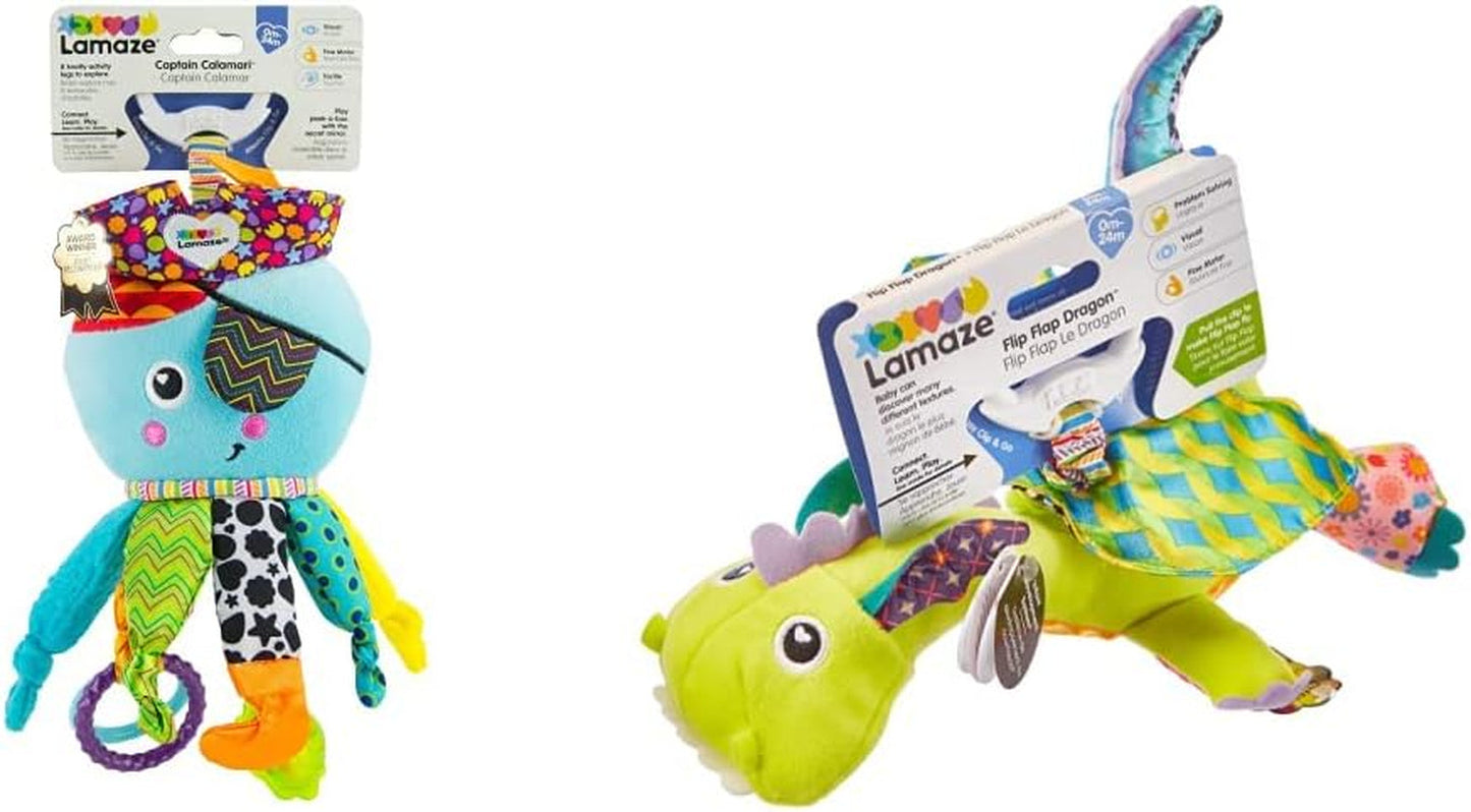 Lamaze-Spielzeug für Kinder, Kapitän Calamari, Pirat, Oktopus, Clip & Go, hochwertiges Spielzeug für Kleinkinder und Diego, Kinderspielzeug, fliegender Drache, Clip & Go, hochwertiges Spielzeug für Kleinkinder, Bebe Naty, Shop-Spielzeugpaket mit Diego