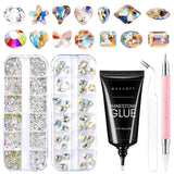 Makartt Strass-Klebegel – 15 ml UV-Nagelkleber-Set mit rosa Nagel-Charms, Herz-Kreis-Nagelschmuck und Nageldesign-Zubehör für Heim-Maniküre, Valentinstagsgeschenk