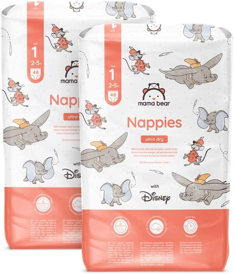 Amazon-Marke: Mama Bear Disney Ultra Dry Windeln, Größe 3 (4–9 kg) – Monatsbox, Weiß, 172 Stück (2 Packungen mit 86 Stück)