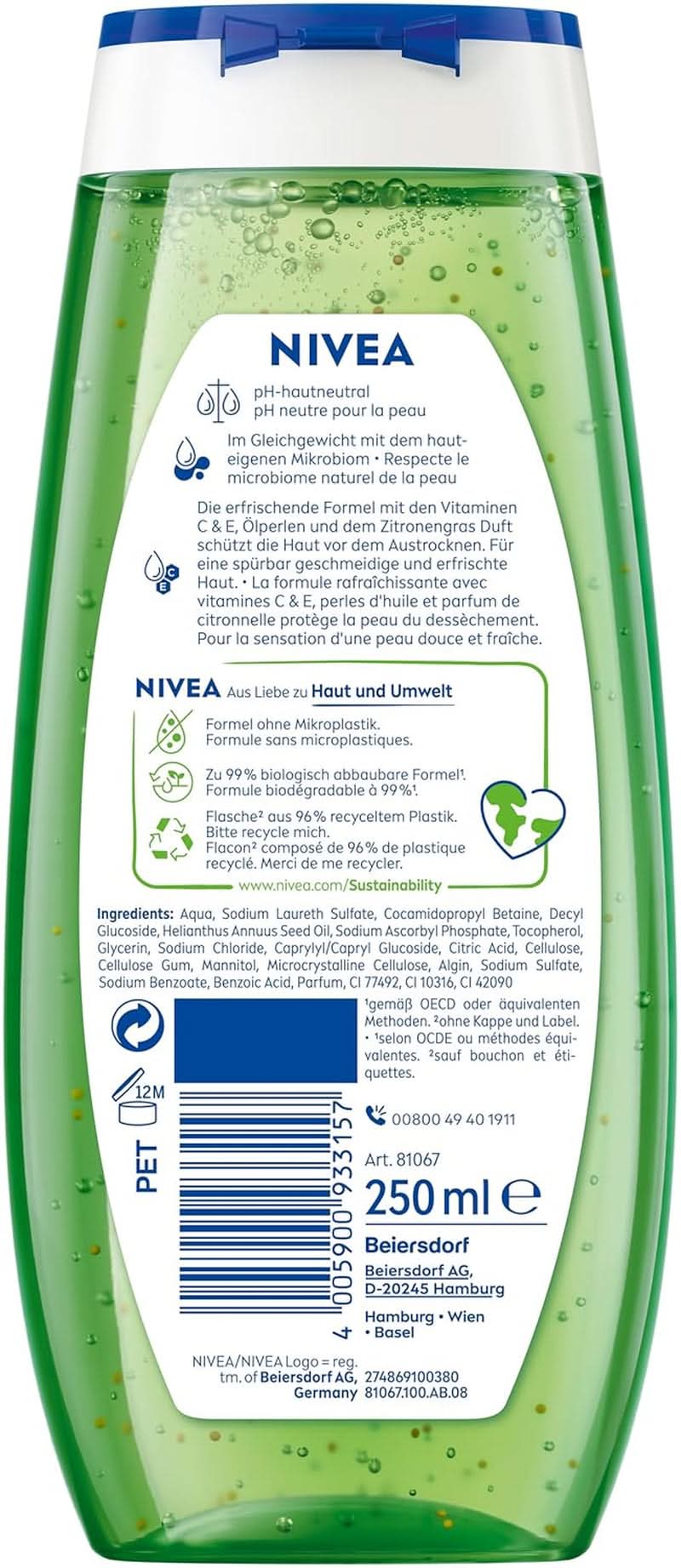 NIVEA Lemon Grass And Oil Duschgel, 250 ml Dusche und Bad Naty Shop