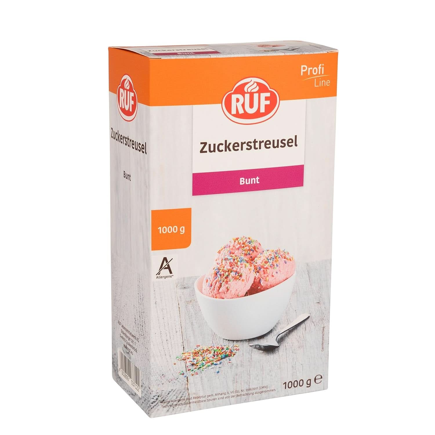 RUF Streusel aus farbigem Zucker in Regenbogenfarben, 1 Kilogramm Streusel Naty Shop Mehrfarbige Bonbons