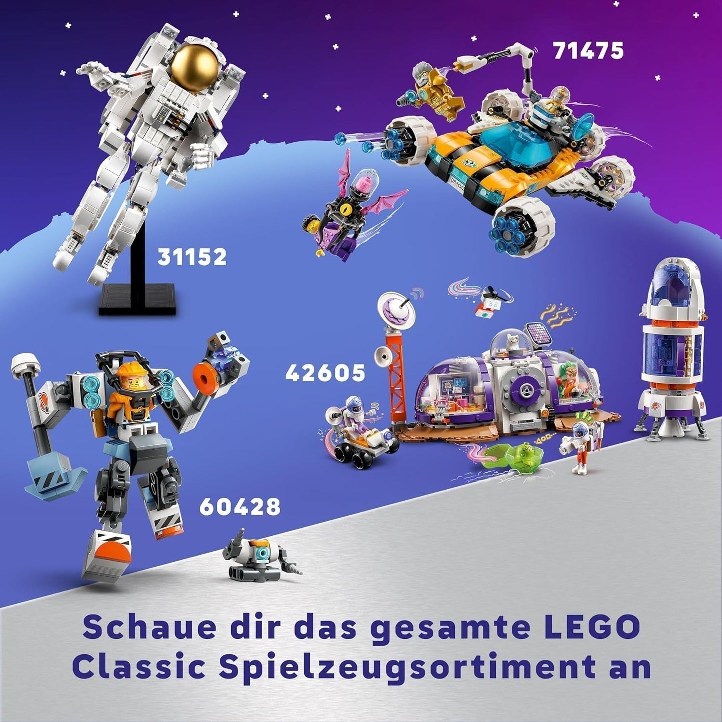LEGO Dreamzzz 2-in-1-Spielzeugauto oder Space-Shuttle-Set „Mr. Oz‘ Weltraum-Buggy“ enthält Mr. Oz, Albert und Jayden als Minifiguren, Weltraumgeschenk für Kinder ab 8 Jahren, 71475 Bausets Besuchen Sie den LEGO-Store
