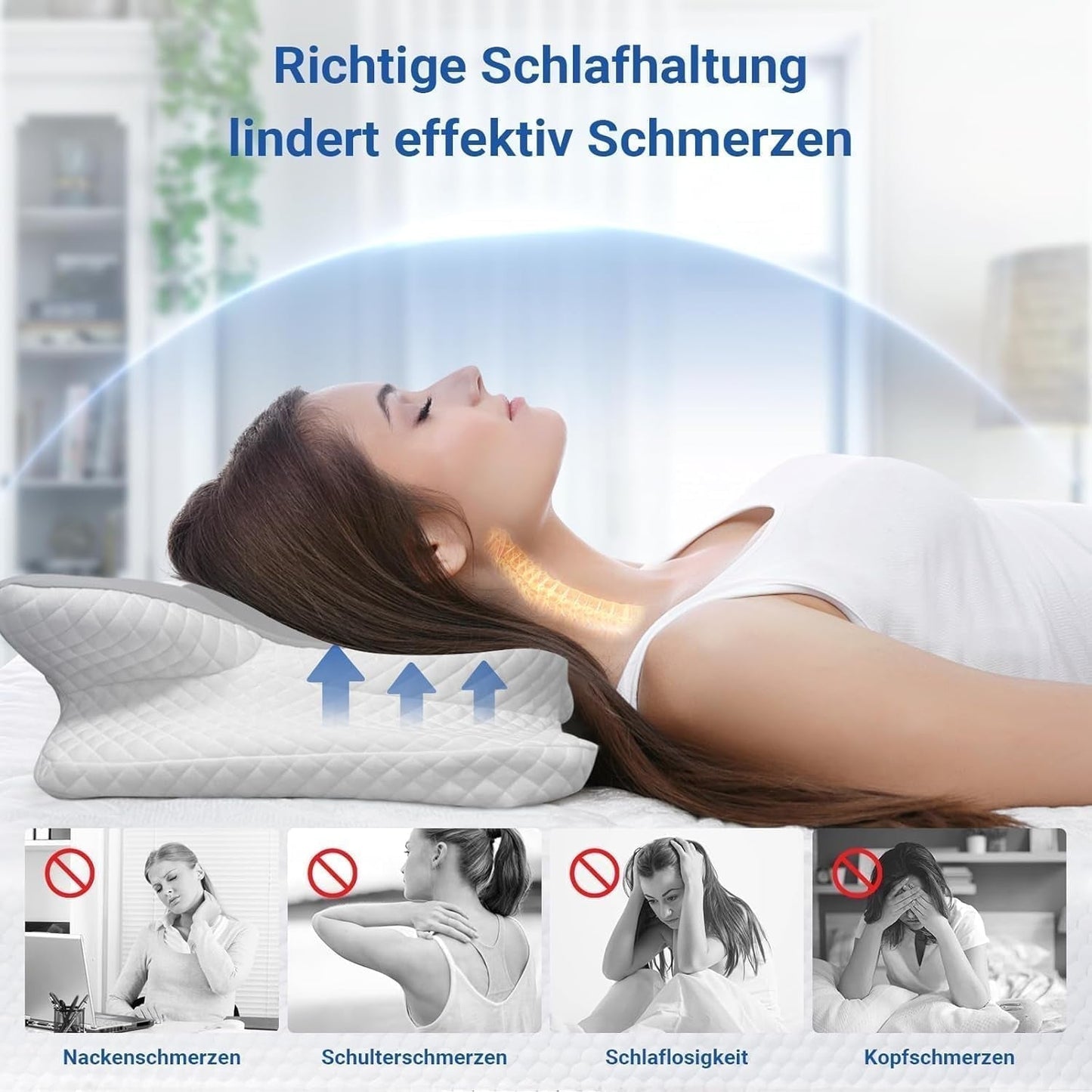 Hothands Memory Foam-Kissen, ergonomisches orthopädisches Kissen, seitliches Rückenkissen zur Linderung von Bauchschmerzen, verbessert die Schlafqualität, 62 x 41 x 13/11 cm, orthopädische Nackenkissen, Naty Shop