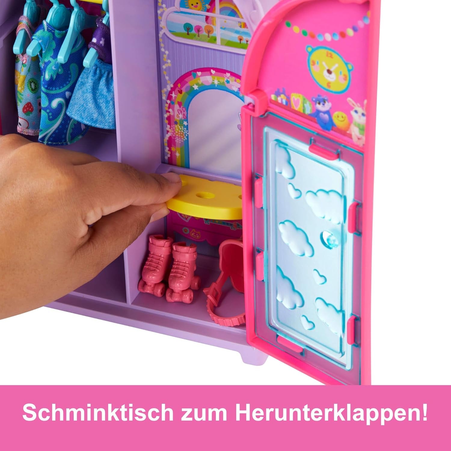 Barbie Chelsea-Puppe und Kleiderschrank-Spielset mit Kleidung und Zubehör, 17-teiliges Set, faltbar zum Spielen und Aufbewahren auf Reisen, HXN03 Naty Shop Dolls