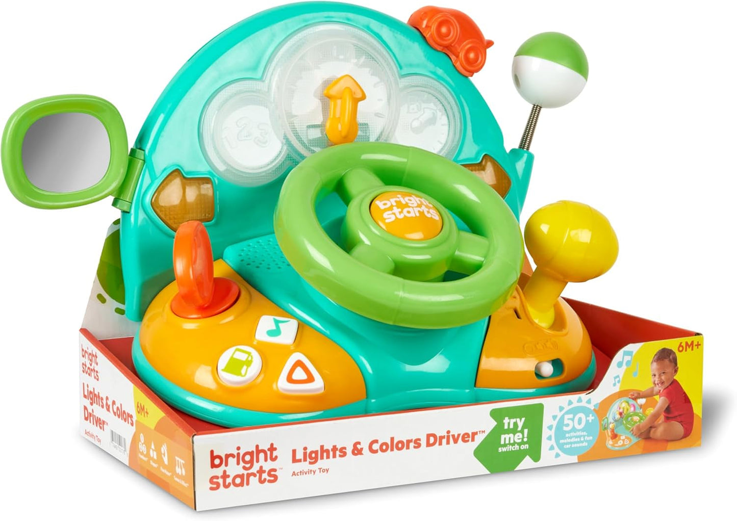 Bright Starts, Spielzeuglenkrad, Lights & Colors Driver, mit Musik, Autogeräuschen, Blinkern, Schalthebel und mehr Bebe Toys Naty Shop Mehrfarbig 1