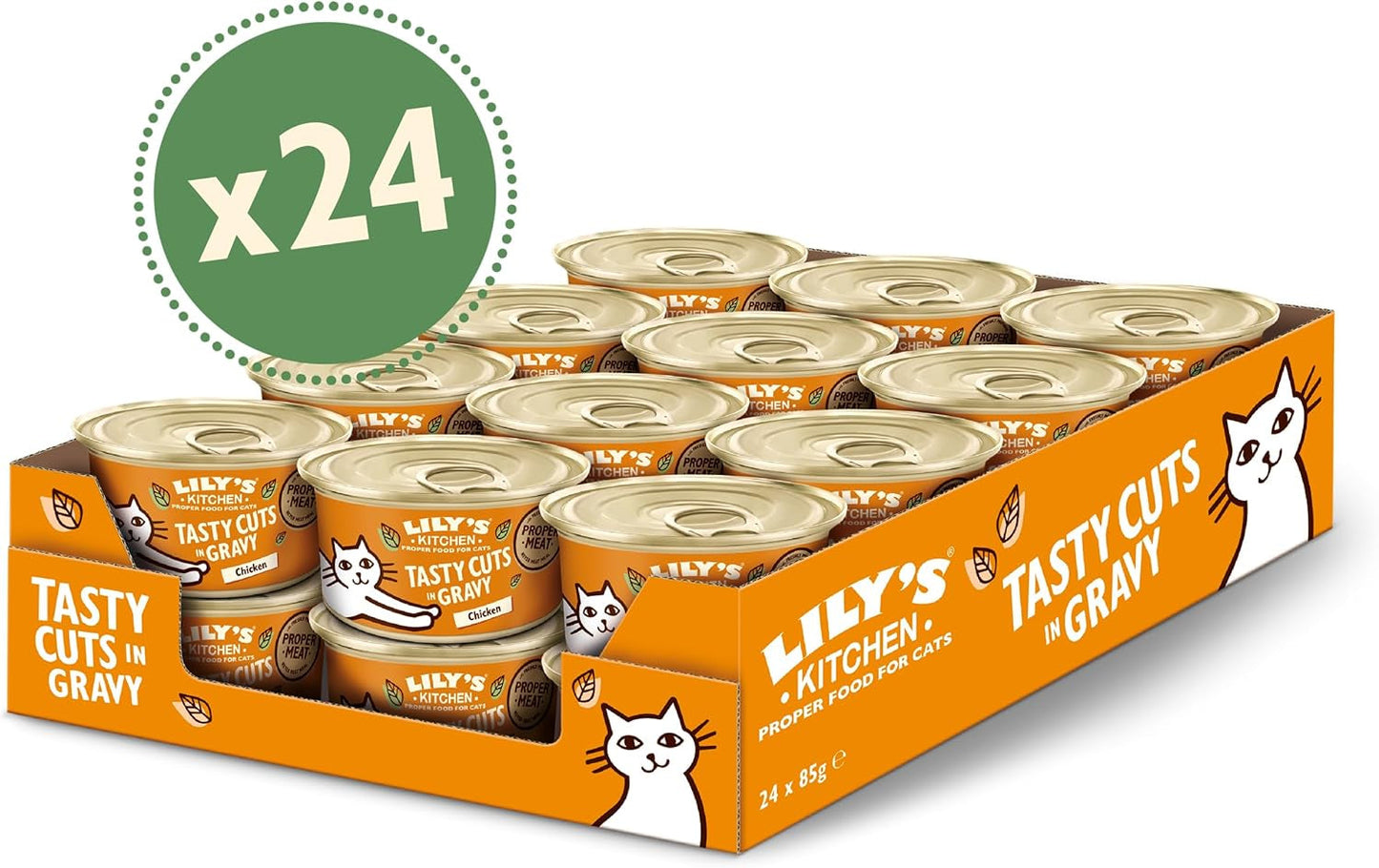 Lily's Kitchen Natürliches Nassfutter für ausgewachsene Katzen, in Dosen, leckere Stücke in Hühnersoße, getreidefreie Rezeptur (24 Schalen x 85 g)