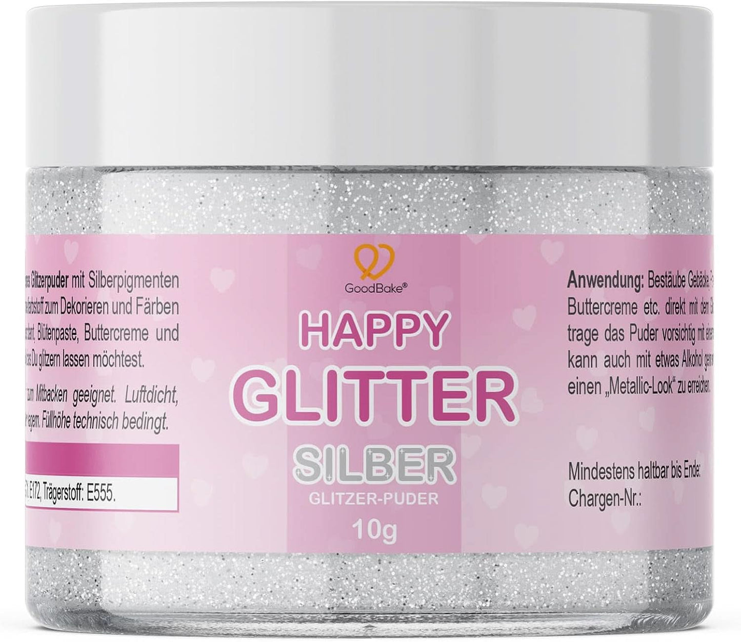 Goodbake Happy Glitter Gold – Essbarer Lebensmittelglitter, 10 Gramm Glitter Naty Shop Silver