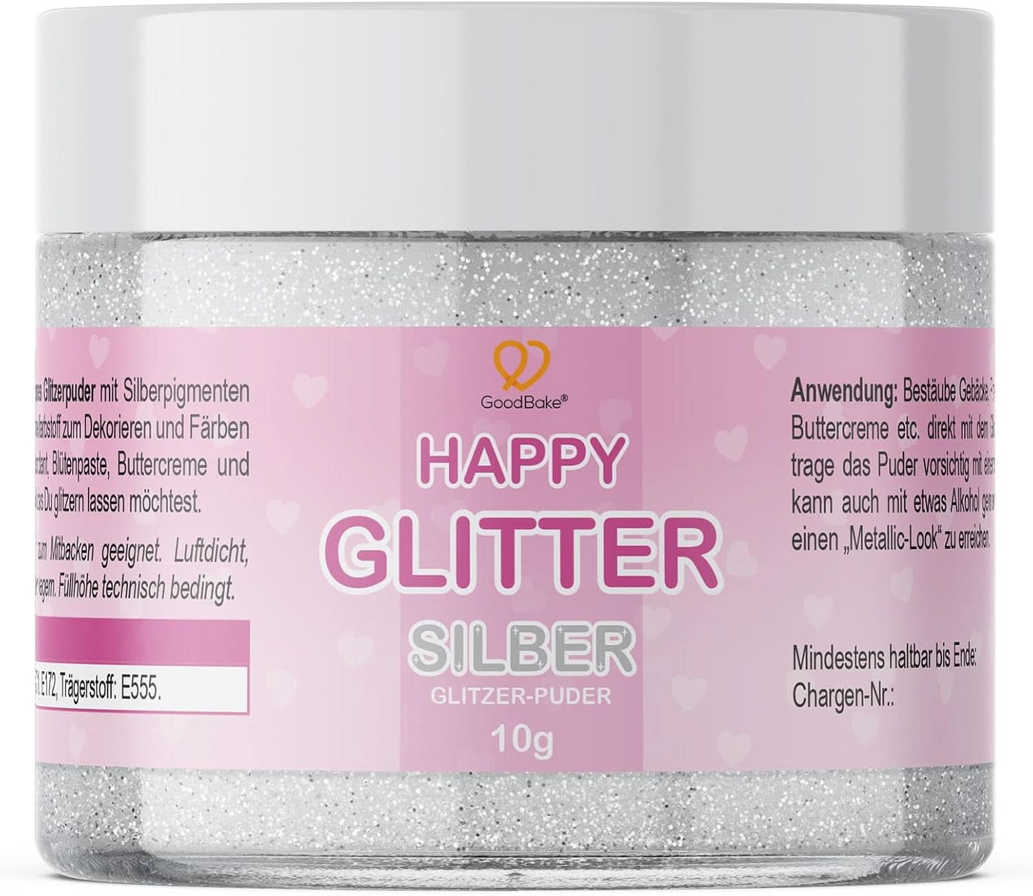 Goodbake Happy Glitter Gold – Essbarer Lebensmittelglitter, 10 Gramm Glitter Naty Shop Silver