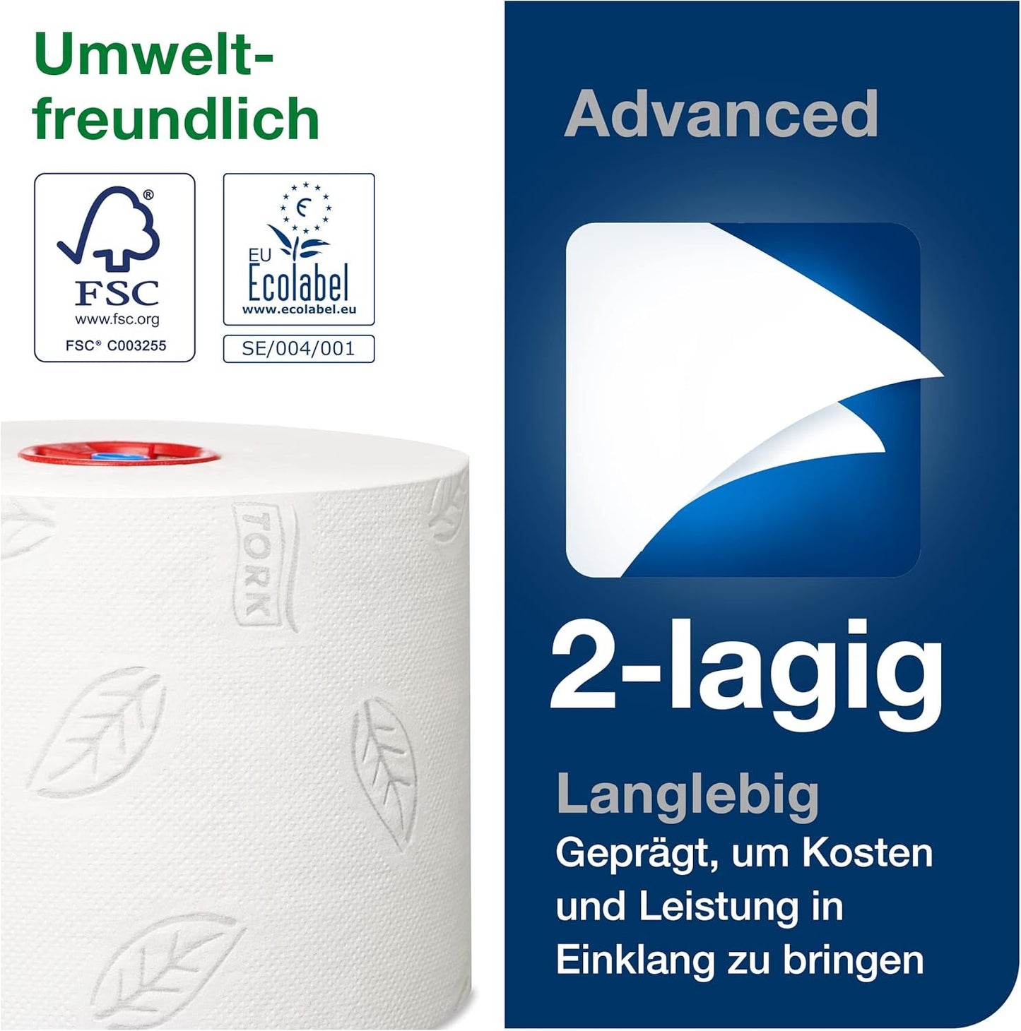 Tork 127530 Hochwertiges, weiches Midi-Toilettenpapier für Tork T6 Doppelrollen-Toilettenpapierspender / 2-lagiges, reißfestes, weiches Toilettenpapier, 27er-Pack (27 x 100 Meter)