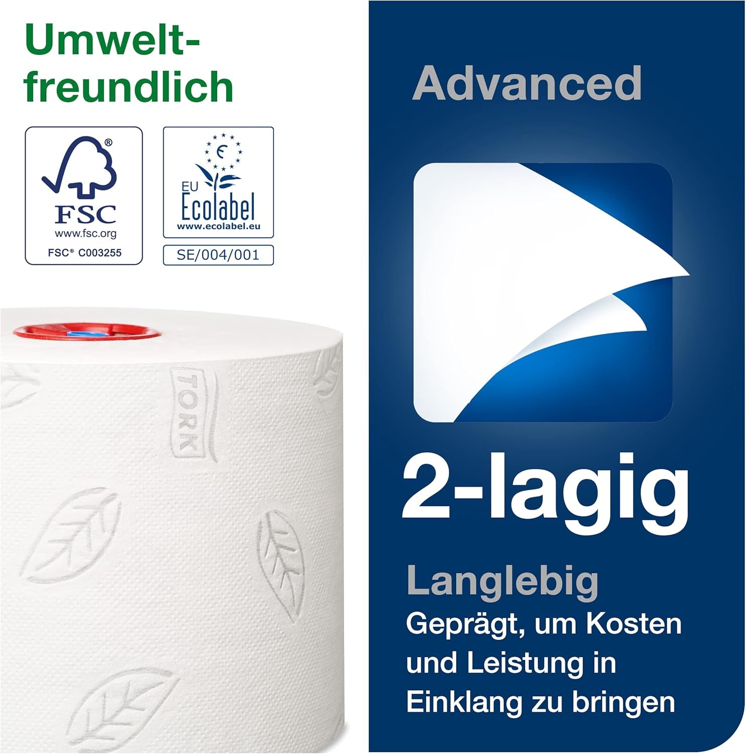 Tork 127530 Hochwertiges, weiches Midi-Toilettenpapier für Tork T6 Doppelrollen-Toilettenpapierspender / 2-lagiges, reißfestes, weiches Toilettenpapier, 27er-Pack (27 x 100 Meter)