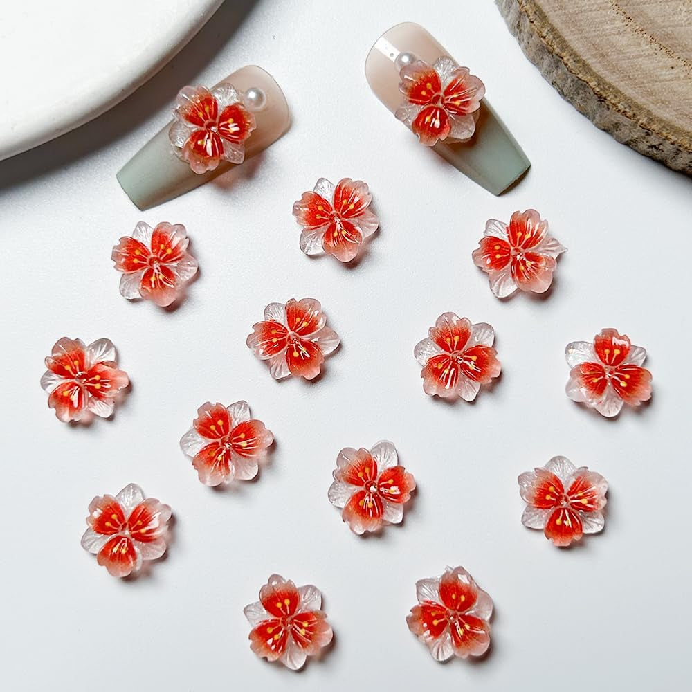 50 Stück 3D Blume Nagel Charms Nägel Zubehör Nageldesign Glitzersteine ​​​​Nailart Strasssteine ​​​​Flower Nail Charms Luminous Flower Nail Art Charms Bunte Blumen Deko Nagel Steinchen Flowers Nail Rhinestones