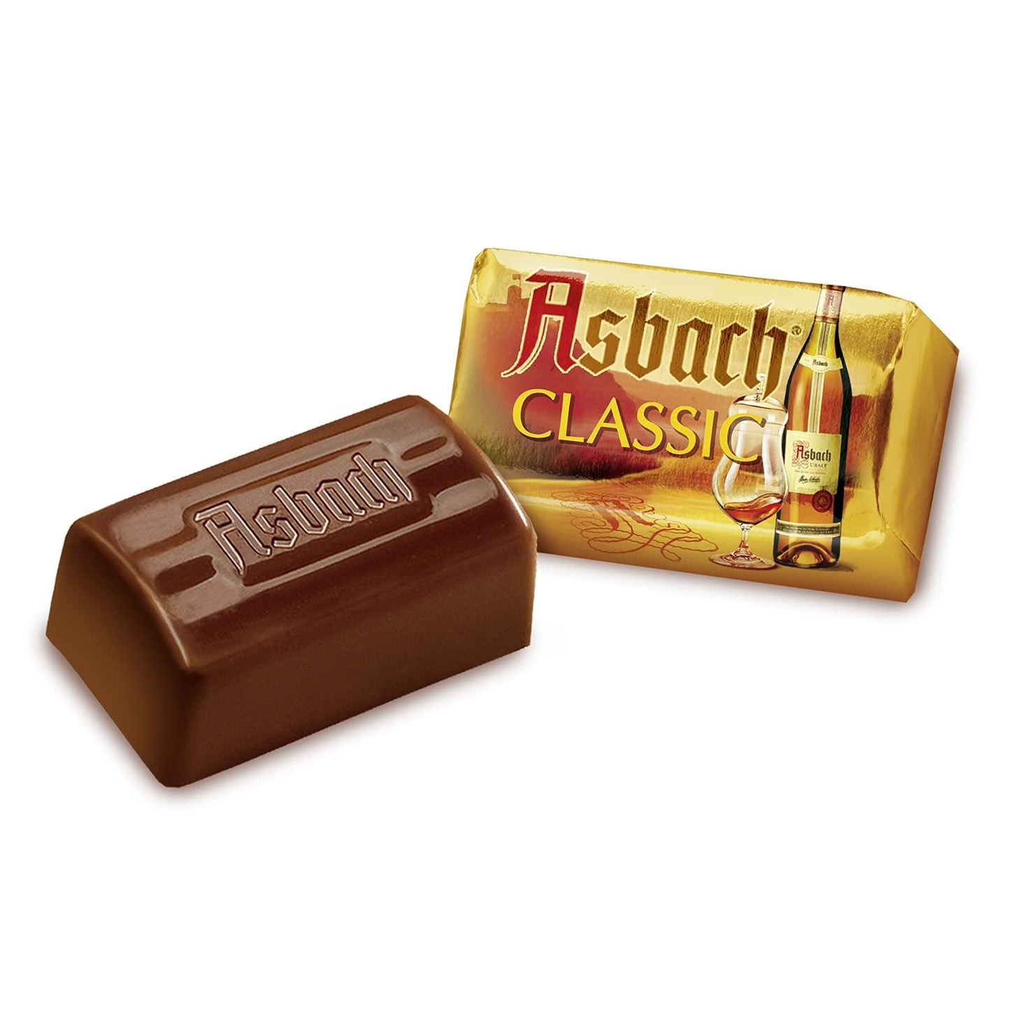 RCP Asbach zarte Pralinen in Krustenflaschen – 1 x 310 g – Zartbitterschokolade mit Asbach-Füllung